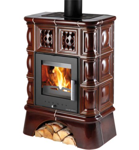 HAAS+SOHN TREVISO II s výměníkem, kachlový sokl, černá/hnědá kachle