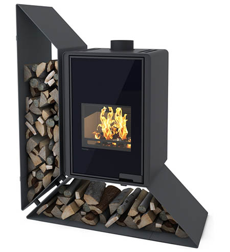 Krbová kamna HS Flamingo DELUXE  KAMPA levá, černá