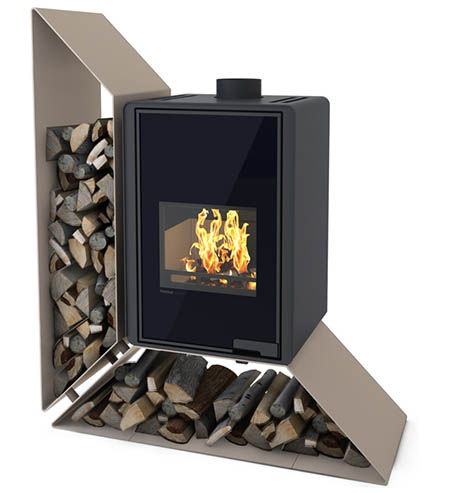 Krbová kamna HS Flamingo DELUXE  KAMPA levá, olivová