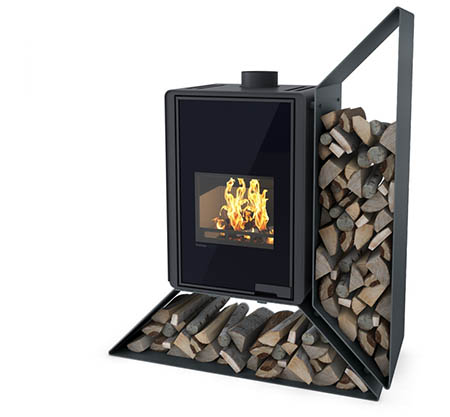 Krbová kamna HS Flamingo DELUXE  KAMPA pravá, černá