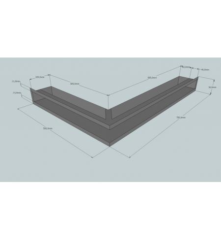 KRBOVÁ MŘÍŽKA OTEVŘENÁ ROHOVÁ 50X70X9 ANTRACIT HLOUBKA 10 CM