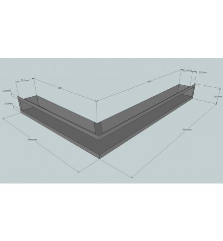 KRBOVÁ MŘÍŽKA OTEVŘENÁ ROHOVÁ 50X70X9 ČERNÁ HLOUBKA 8 CM