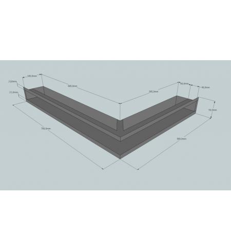 KRBOVÁ MŘÍŽKA OTEVŘENÁ ROHOVÁ 70X50X9 ANTRACIT HLOUBKA 10 CM