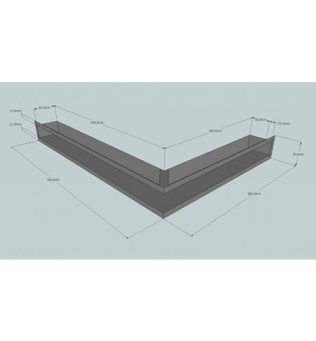 KRBOVÁ MŘÍŽKA OTEVŘENÁ ROHOVÁ 70X50X9 ANTRACIT HLOUBKA 8 CM