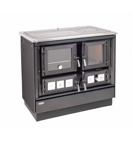 KVS Moravia VSP-9112.0582-V Klaudie antracit pravý, chromované doplňky, nerezový rám plotny, ocelová broušená plotna, s výměníkem