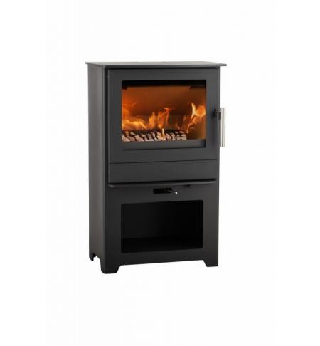 Krbová kamna HETA Inspire 45H s integrovaným spodním dřevníkem