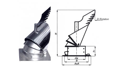 Komínová hlavice K30 se čtvercovou podstavou,průměr 250 mm