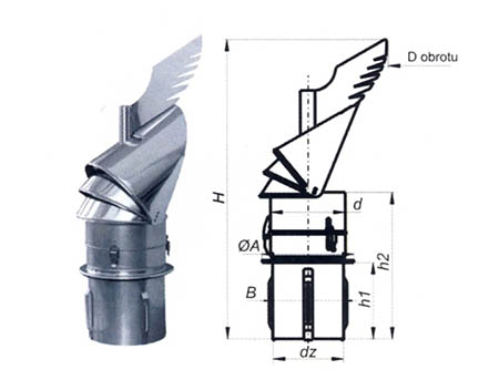 Komínová hlavice K30 s redukcí do keramického komína,průměr 150 mm
