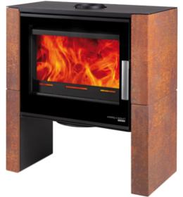 Haas+Sohn kachlová kamna DALE černá, zrzavá patina