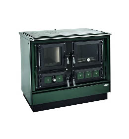 KVS Moravia VSP 9112.7482-V Klaudie zelený levý, chromované doplňky, smaltovaný zelený rám plotny, ocelová broušená plotna, s výměníkem