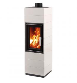 Litinová krbová kamna Leda Corna bílý smalt, horní odkouření