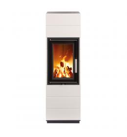 Litinová krbová kamna Leda Corna bílý smalt, zadní odkouření