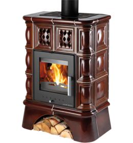 HAAS+SOHN TREVISO II s výměníkem, kachlový sokl, černá/hnědá kachle