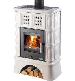 HAAS+SOHN TREVISO II s výměníkem, kachlový sokl, černá/kachle slonová kost