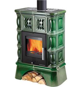 HAAS+SOHN TREVISO II s výměníkem, kachlový sokl, černá/zelená kachle