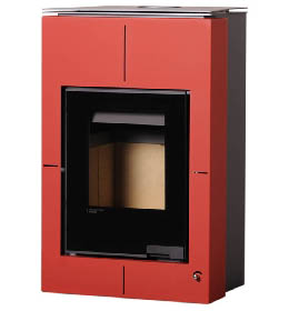Krbová kamna HS Flamingo AQUAFLAM VARIO SAPORO 11kW červená (teplovzdušná verze)