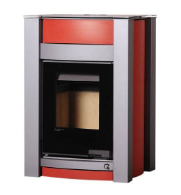 Krbová kamna HS Flamingo AQUAFLAM VARIO KALMAR 11kW červená teplovzdušná verze)