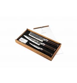 FORGED Sebra - 3-dílná sada nožů: kuchařský nůž, japonský nůž na zeleninu, univerzální nůž